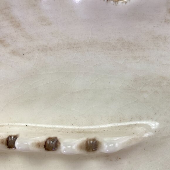 Vintage Mid Century California Pottery Leaf Shape Ashtray White - Picture 10 of 12